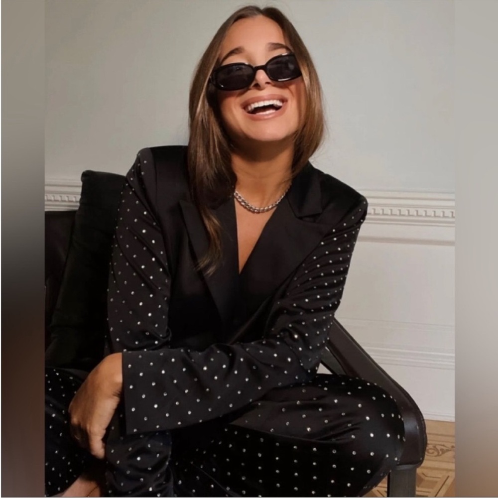 DANIELLE BERNSTEIN Black Blazer with Polka Dot Sleeves